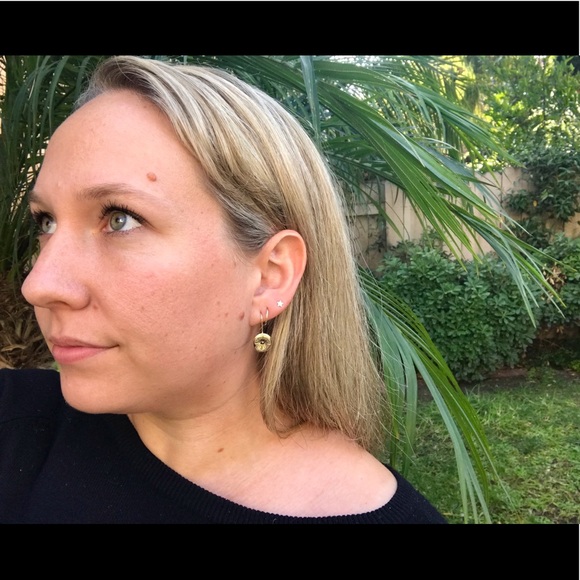 14k Gold Hematite Starburst Threader Drop Earrings - Picture 6 of 8